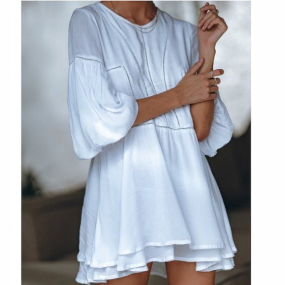 AURA THE LABEL PAMPELONE WHITE PAOLITA DRESS L - Picture 2 of 14